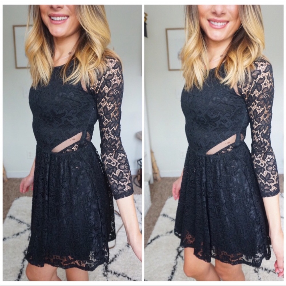 Black Lace Abercrombie and Fitch Skater Dress